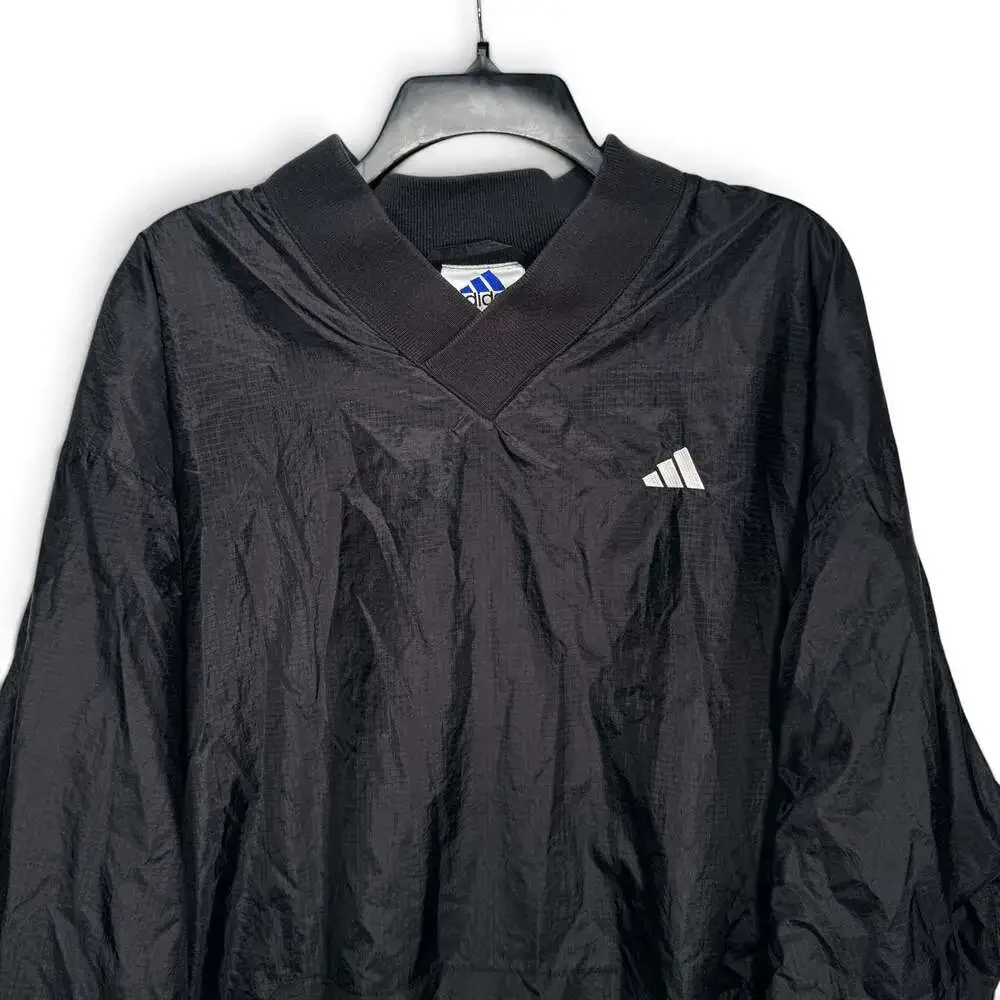 Vintage Adidas Windbreaker Mens XL 90s Black Ripstop Sweatshirt Athleisure Y2K
